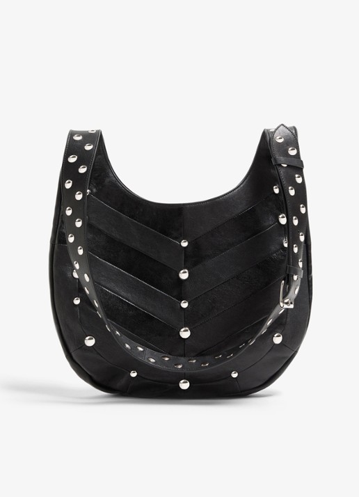 Valentino Garavani Hoboho schoudertas van lamsleer met studs - achterkant 8 zwart