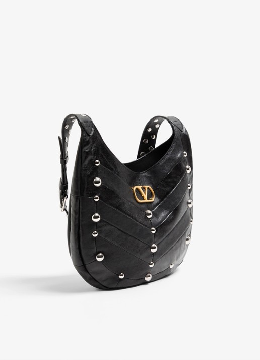 Valentino Garavani Hoboho Small schoudertas van lamsleer met studs - detail 2 zwart