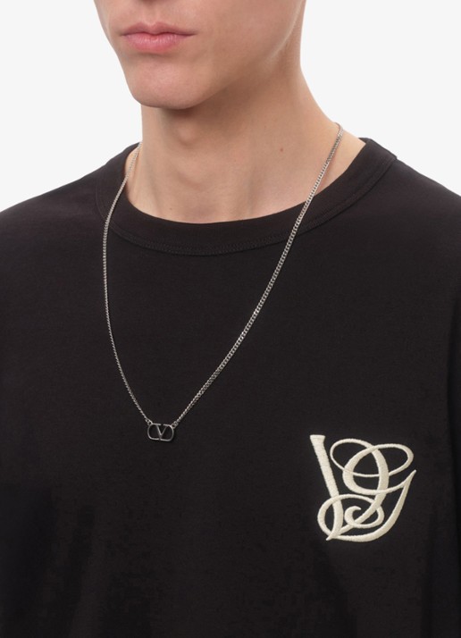 Valentino Garavani Ketting met logo - voorkant 2 zilver