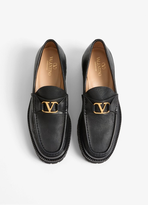 Valentino Garavani Loafer van leer - detail 4 zwart