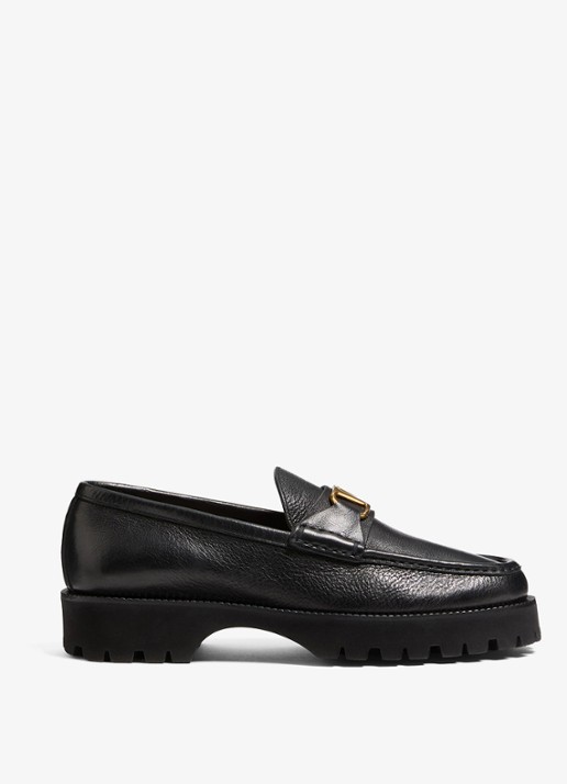 Valentino Garavani Loafer van leer - voorkant zwart