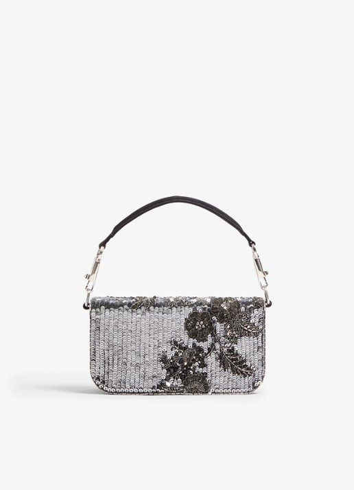 Valentino Garavani Locò Small handtas met pailletten en kralendecoratie - achterkant 6 zwart
