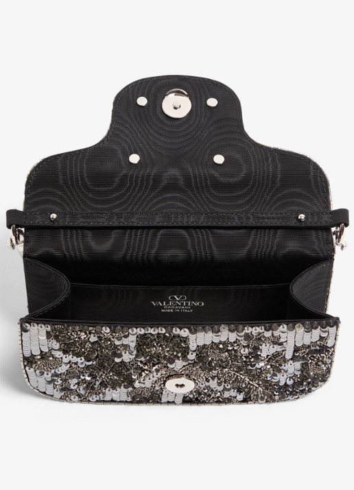 Valentino Garavani Locò Small handtas met pailletten en kralendecoratie - detail 4 zwart