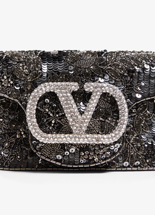 Valentino Garavani Locò Small handtas met pailletten en kralendecoratie - detail 5 zwart
