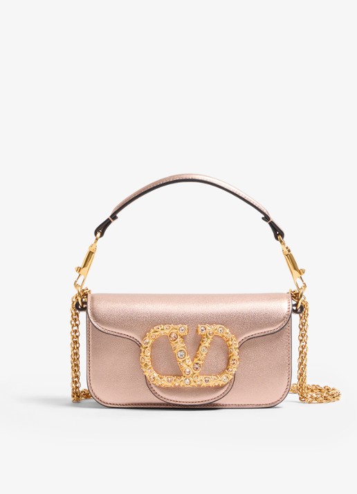 Valentino Garavani Locò Small handtas van kalfsleer met metallic finish