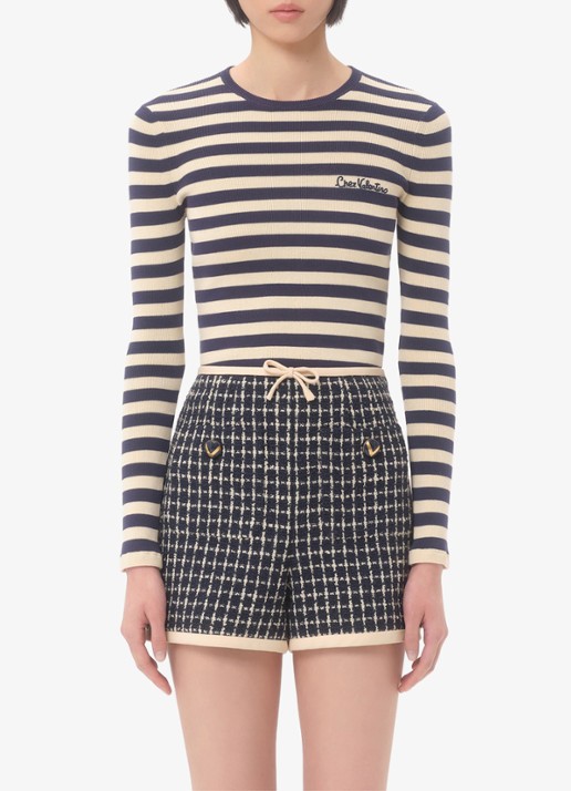 Valentino Garavani Longsleeve met logoborduring en streepprint