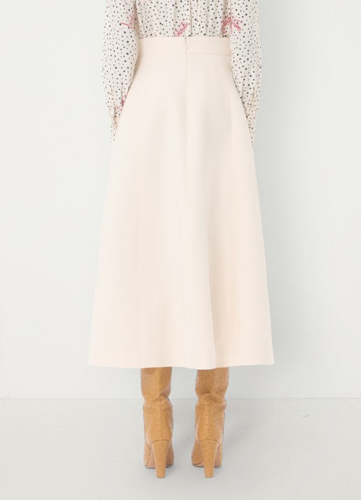 Valentino Garavani Midi A-lijn rok in zijdeblend - achterkant creme