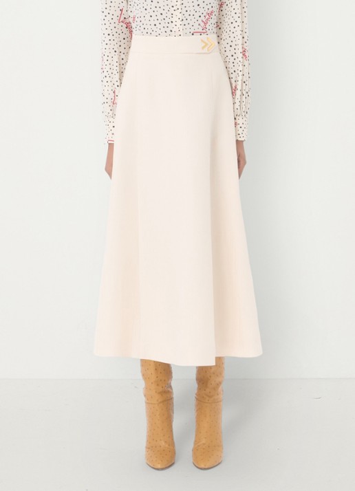 Valentino Garavani Midi A-lijn rok in zijdeblend - detail 2 creme