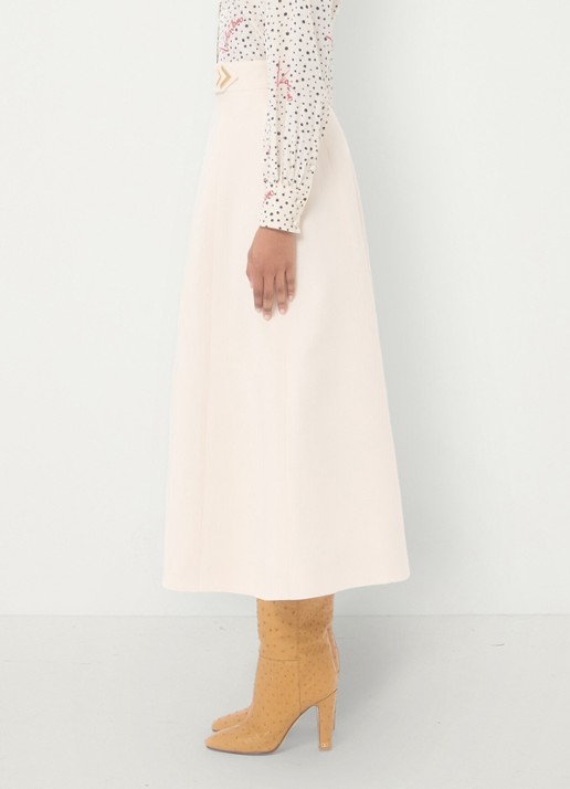 Valentino Garavani Midi A-lijn rok in zijdeblend - detail 3 creme