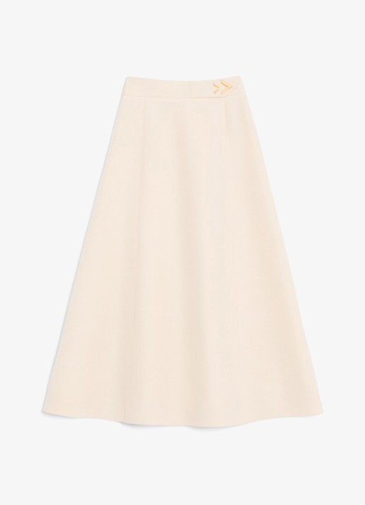 Valentino Garavani Midi A-lijn rok in zijdeblend - voorkant 5 creme