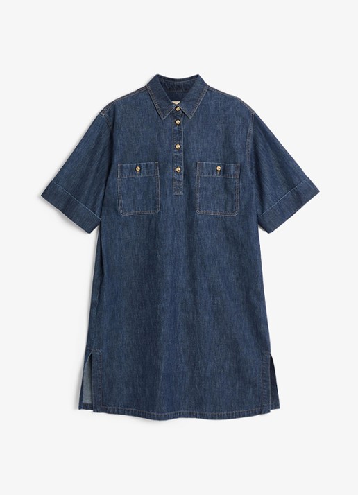 Valentino Garavani Midi blousejurk van denim met borstzakken