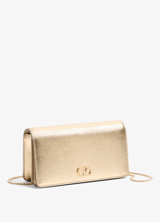 Valentino Garavani Mini crossbodytas van leer met metallic finish - detail 4 goud