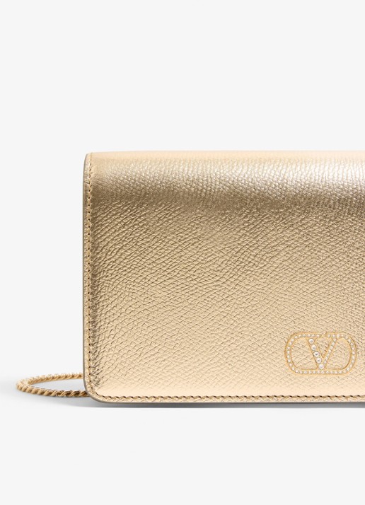 Valentino Garavani Mini crossbodytas van leer met metallic finish - detail 7 goud