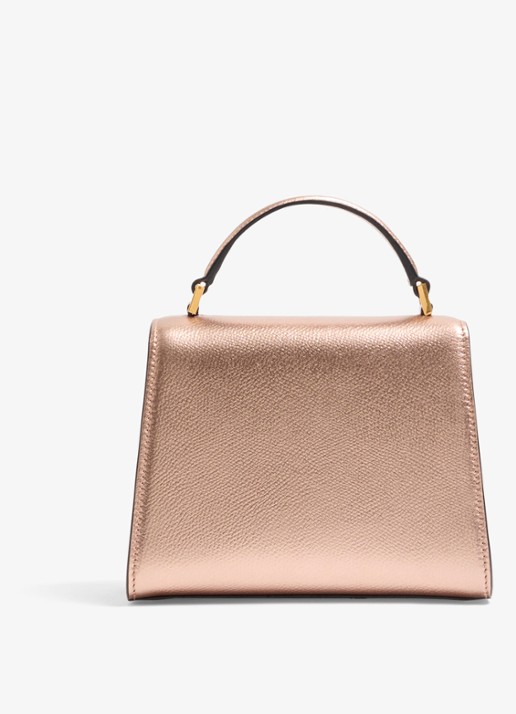 Valentino Garavani Mini handtas van kalfsleer met metallic finish - achterkant 6 roze