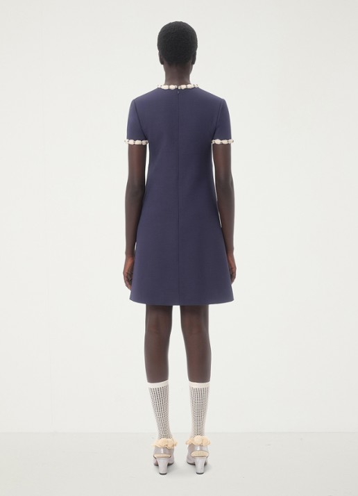 Valentino Garavani Mini jurk in zijdeblend met strass - achterkant blauw