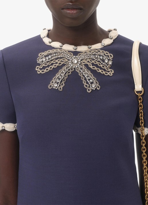 Valentino Garavani Mini jurk in zijdeblend met strass - detail 6 blauw