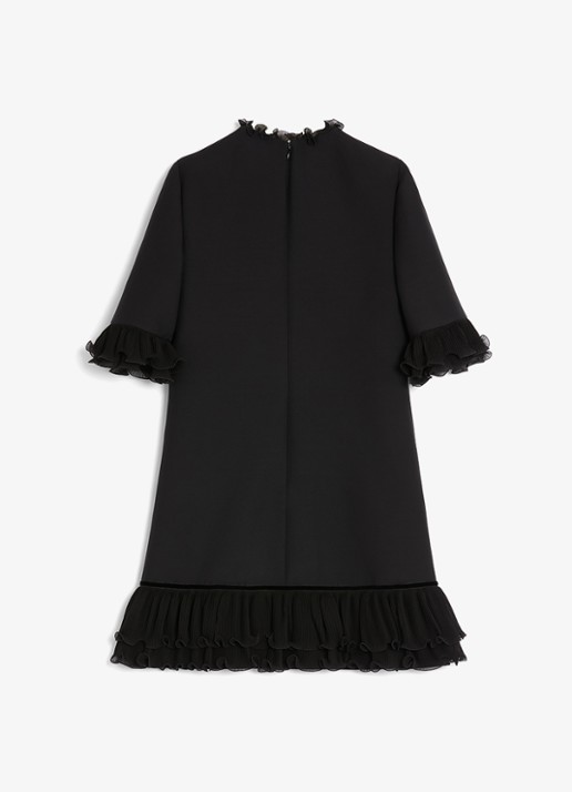 Valentino Garavani Mini jurk in zijdeblend met volant - achterkant 2 zwart