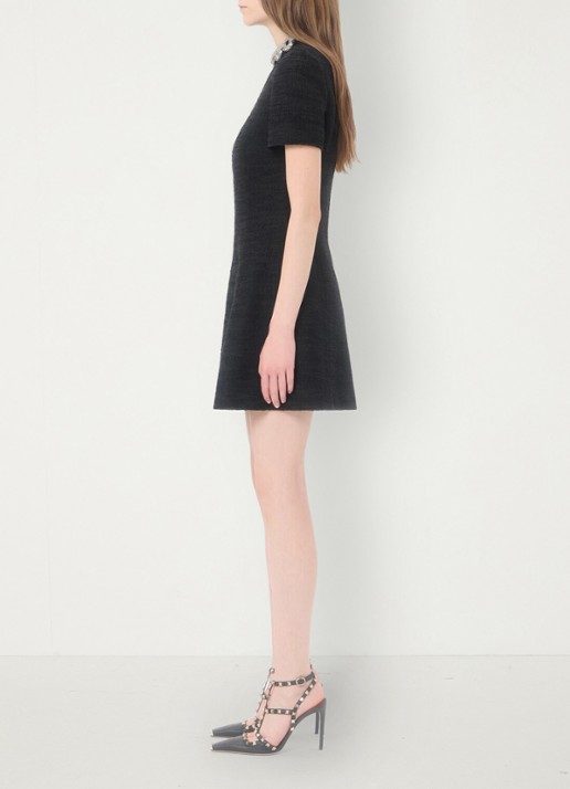 Valentino Garavani Mini jurk met tweed-look - detail 3 zwart