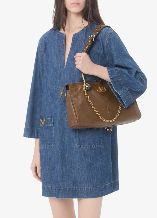 Valentino Garavani Mini tuniekjurk van chambray met opgestikte zakken - detail 4 indigo