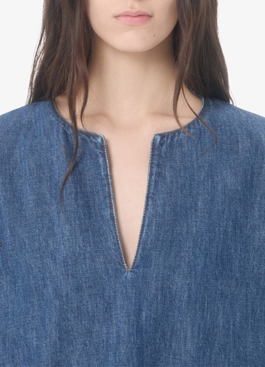 Valentino Garavani Mini tuniekjurk van chambray met opgestikte zakken - detail 5 indigo