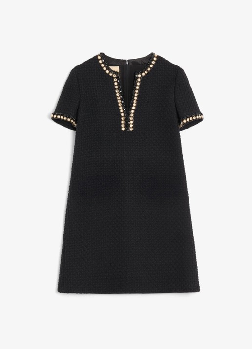 Valentino Garavani Mini tuniekjurk van tweed met strass - voorkant 7 zwart