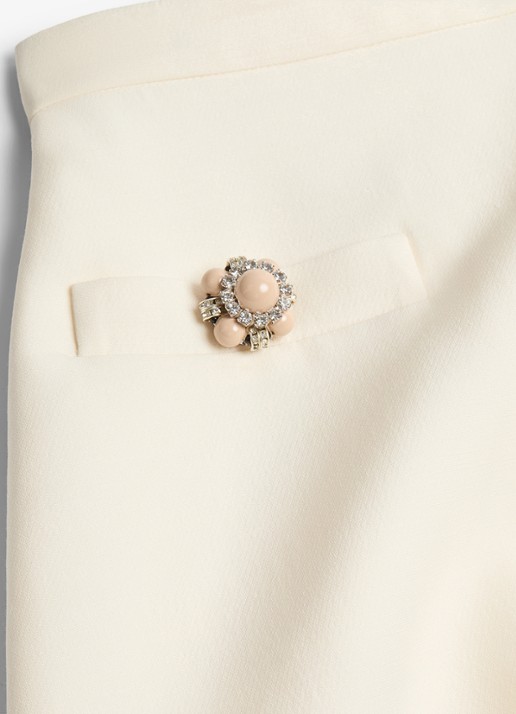 Valentino Garavani Minirok in zijdeblend met sierknopen - detail 8 gebroken wit