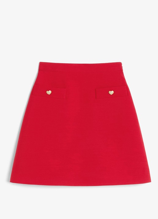 Valentino Garavani Minirok in zijdeblend - voorkant 3 rood