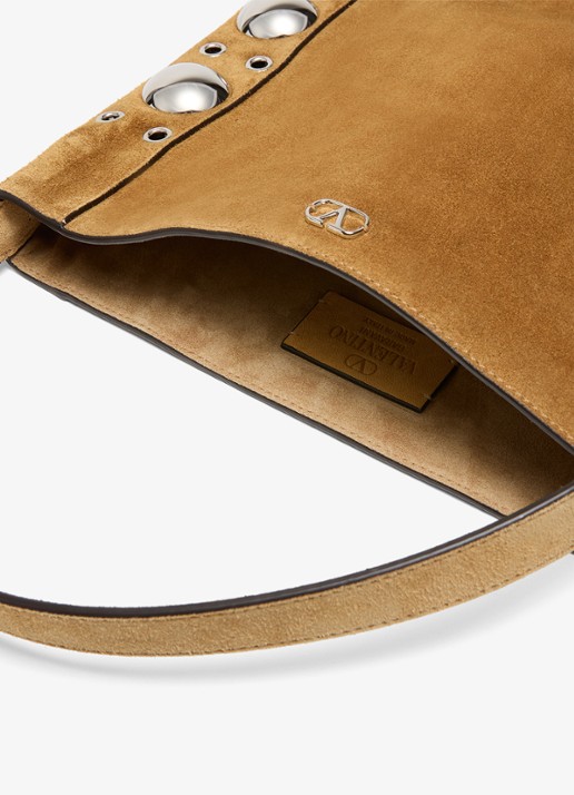 Valentino Garavani Nellcôte crossbodytas van suède met studs en franjes - detail 4 bruin