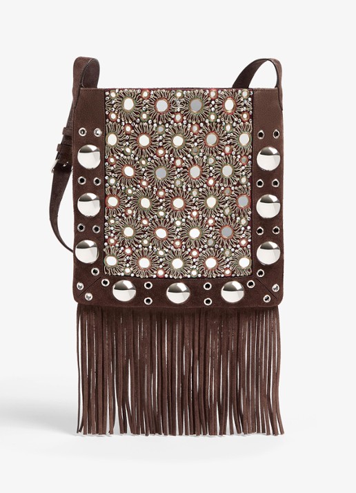 Valentino Garavani Nellcôte Medium crossbodytas van suède met studs en borduring