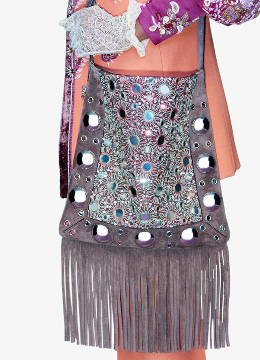 Valentino Garavani Nellcôte Medium crossbodytas van suède met studs en borduring - voorkant 7 bruin