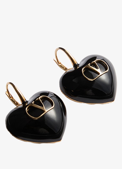 Valentino Garavani Oorhangers met logo - voorkant 4 zwart