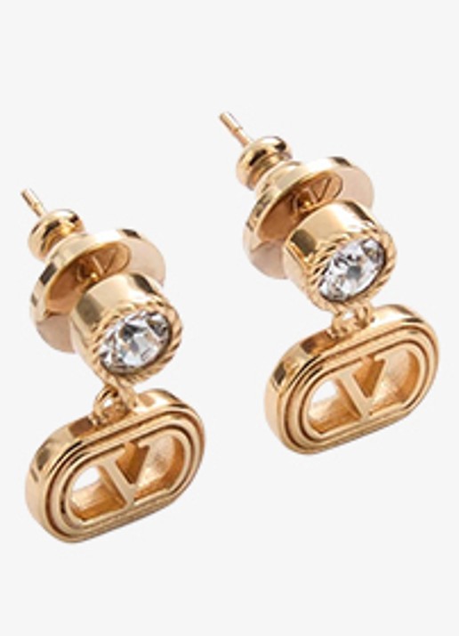 Valentino Garavani Oorknopjes met logo - detail goud