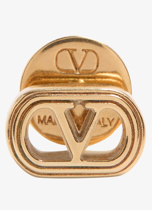 Valentino Garavani Oorknopjes met logo - detail goud