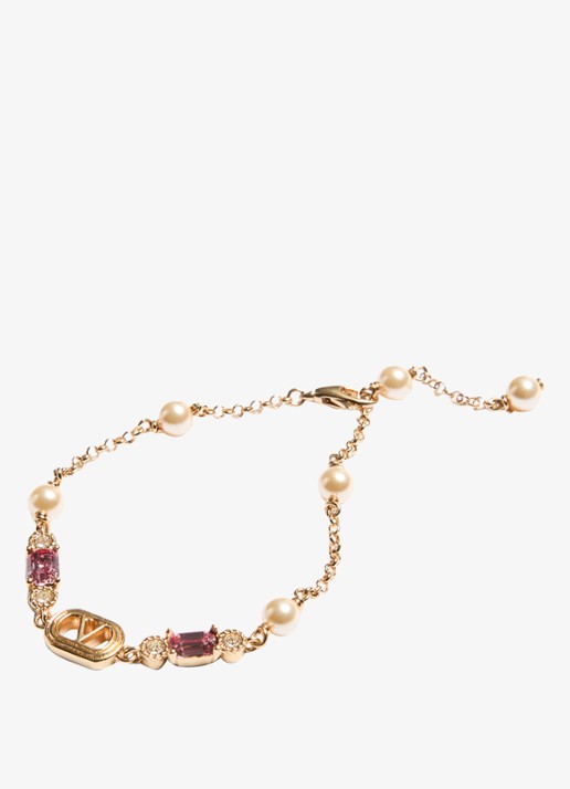 Valentino Garavani Ovalette armband met logo - detail goud