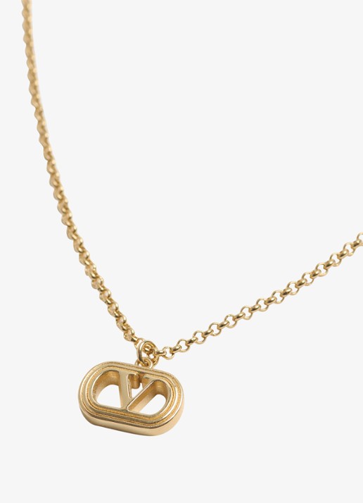 Valentino Garavani Ovalette ketting met logo - detail goud