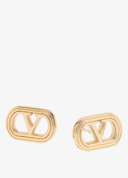 Valentino Garavani Ovalette oorstekers met logo - detail 2 goud