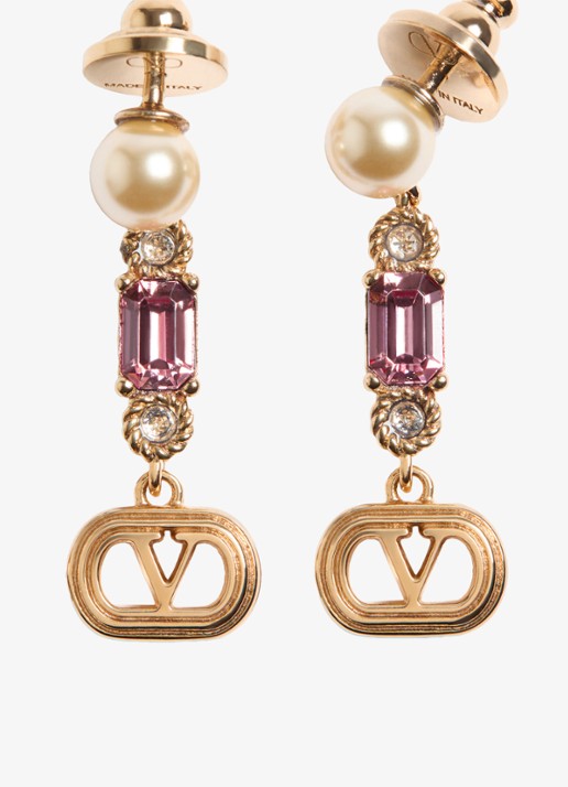 Valentino Garavani Ovalette oorstekers met logo - detail 3 goud