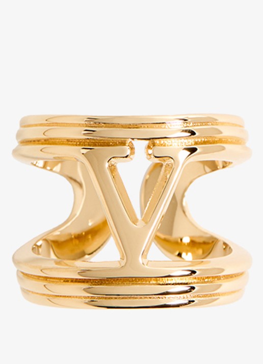 Valentino Garavani Ovalette ring met logo - detail 3 goud
