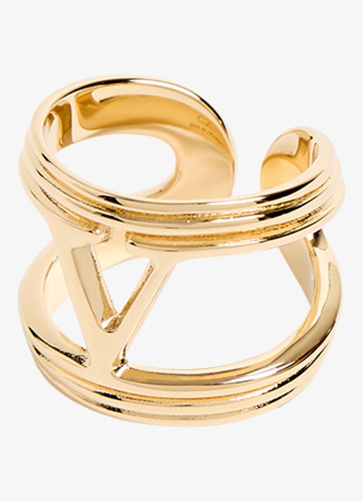 Valentino Garavani Ovalette ring met logo - detail 4 goud