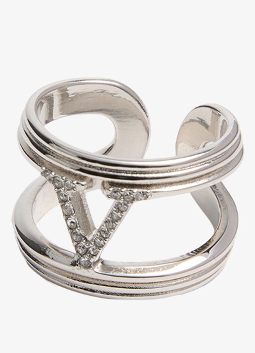 Valentino Garavani Ovalette ring met logo - detail 4 zilver