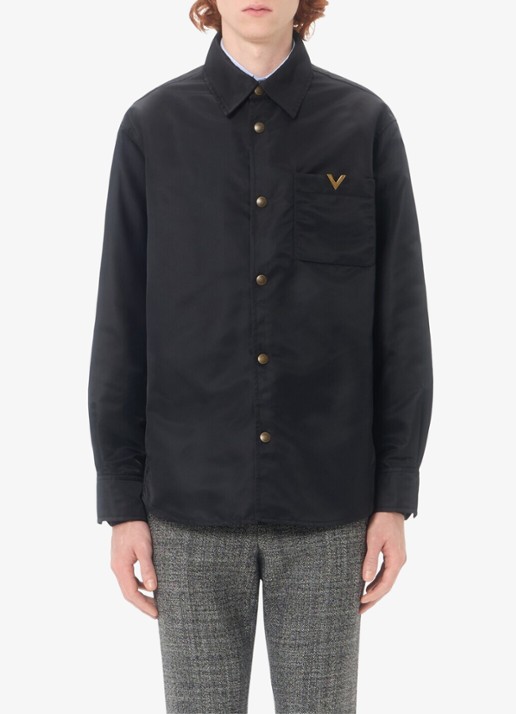 Valentino Garavani Oversized fit overshirt met borstzak - detail 4 zwart