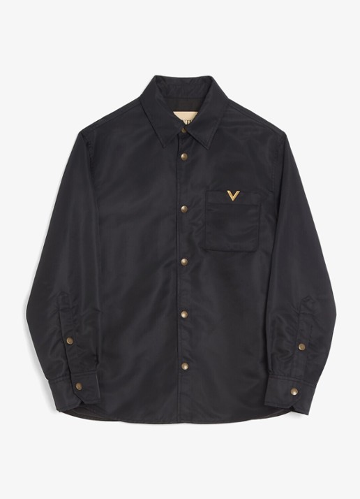 Valentino Garavani Oversized fit overshirt met borstzak - voorkant 2 zwart