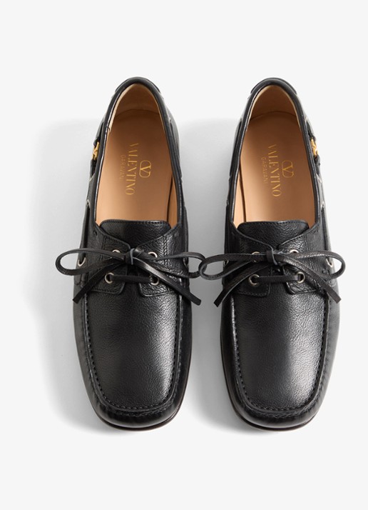 Valentino Garavani Palm Avenue bootschoen van leer - detail zwart