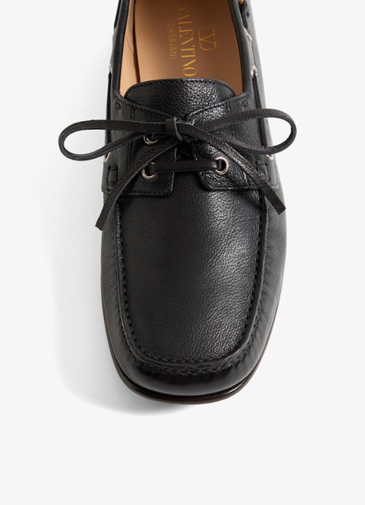 Valentino Garavani Palm Avenue bootschoen van leer - detail 2 zwart