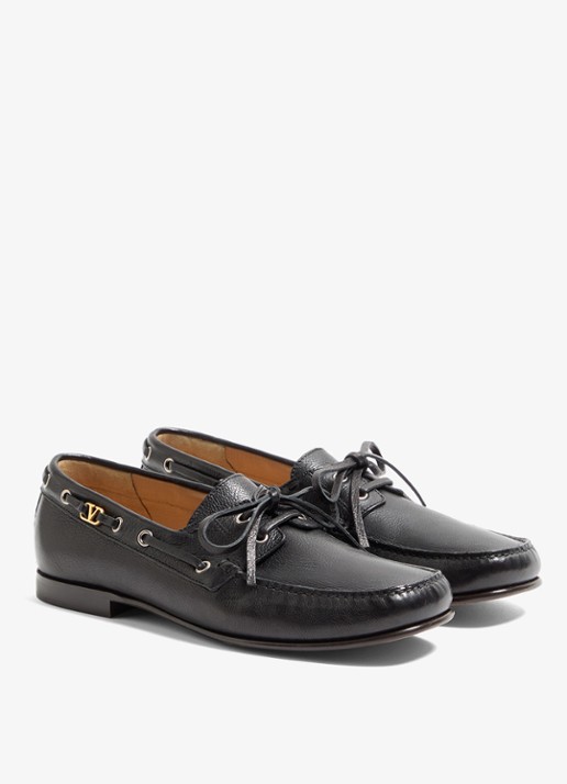 Valentino Garavani Palm Avenue bootschoen van leer - voorkant 5 zwart