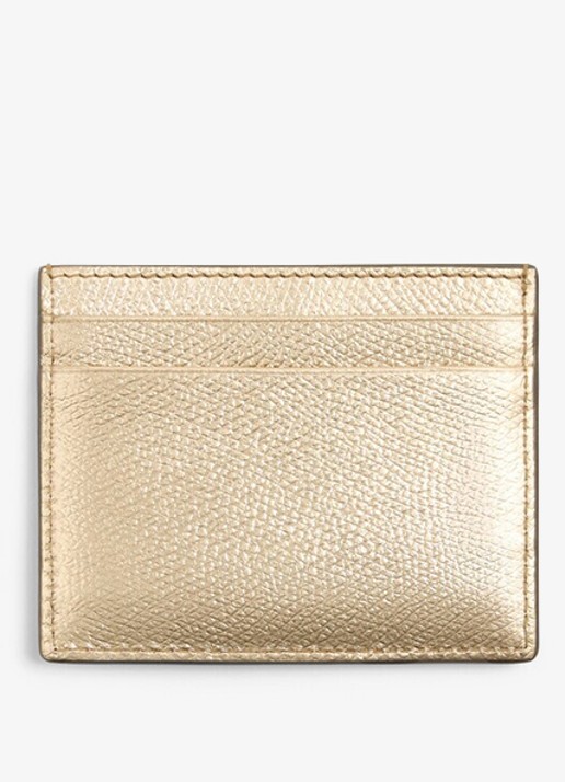 Valentino Garavani Pasjeshouder van kalfsleer met metallic finish - achterkant goud