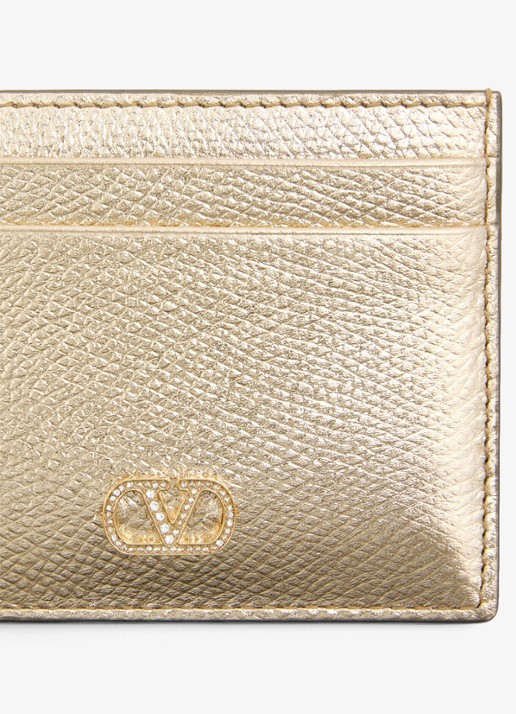 Valentino Garavani Pasjeshouder van kalfsleer met metallic finish - detail 4 goud