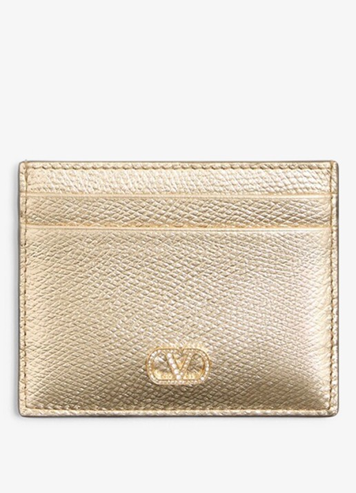 Valentino Garavani Pasjeshouder van kalfsleer met metallic finish