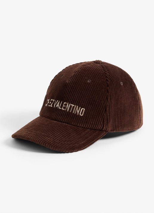 Valentino Garavani Pet van corduroy met logoborduring - voorkant 2 bruin