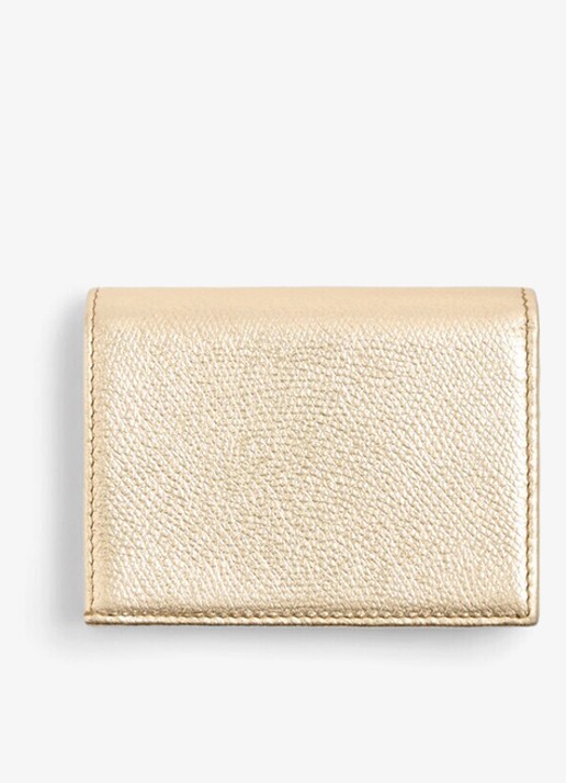 Valentino Garavani Portemonnee van kalfsleer met metallic finish - achterkant 5 goud